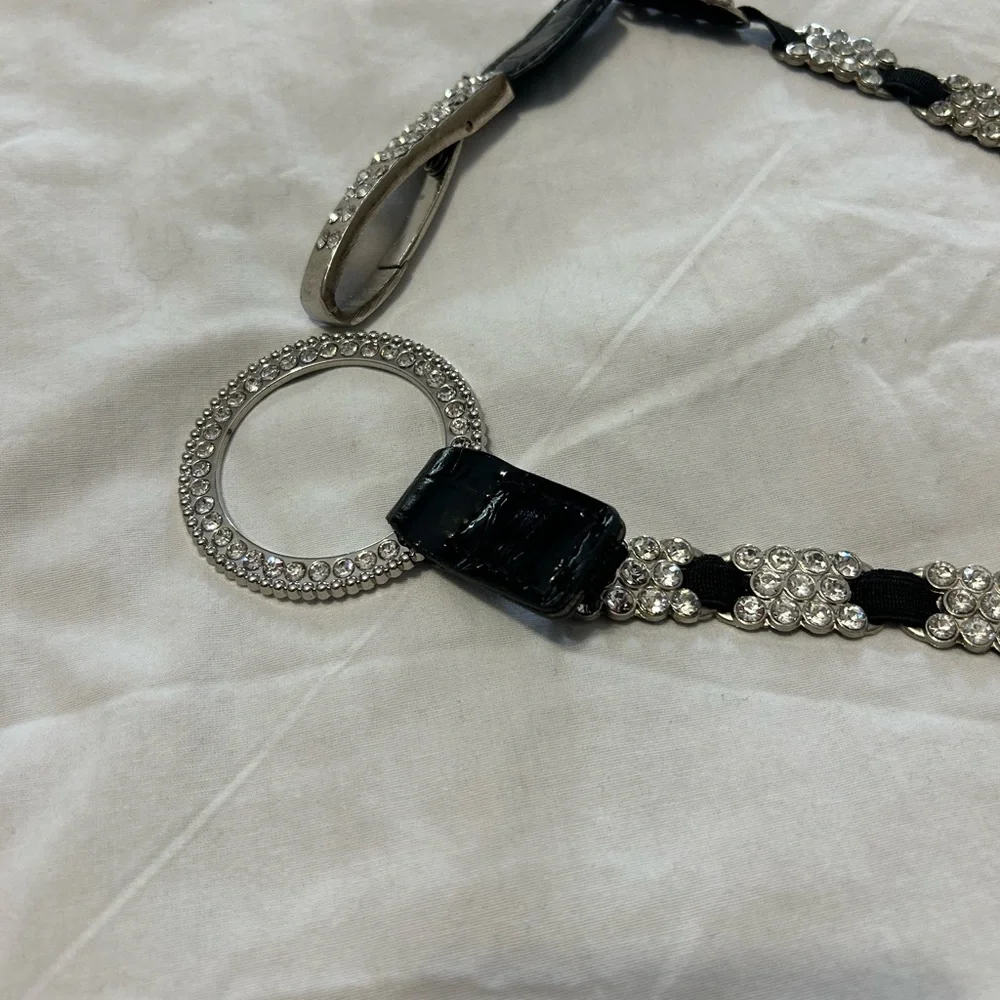 Crystal Fashion Statement Belt Silver and Black